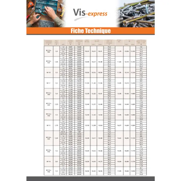 1 x Filet rapporté M12X12 Pas de 175 Inox