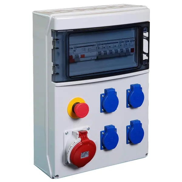 Coffret de chantier triphasé 4 prises + 1 prise 3P+T 32A - Digital Electric - 31224