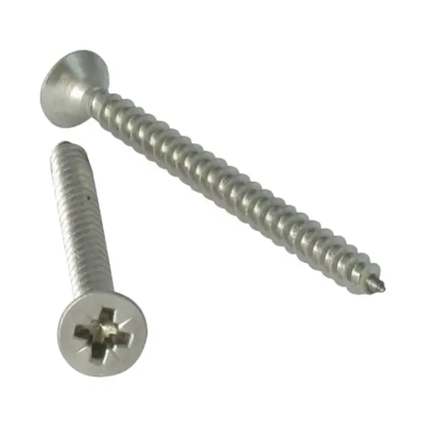 1 x VBA Vis bois agglo Tête fraisée Pozi N°2 3.5X12 Filetage total Inox A4