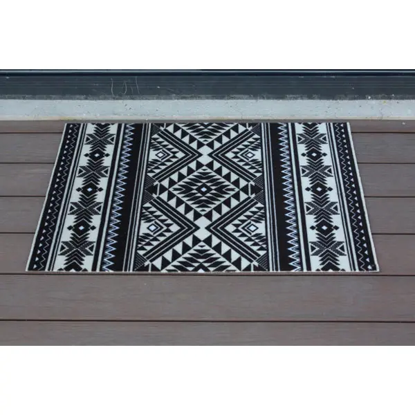 Tapis intérieur de propreté formes géométriques noir et blanc - 60x80 cm