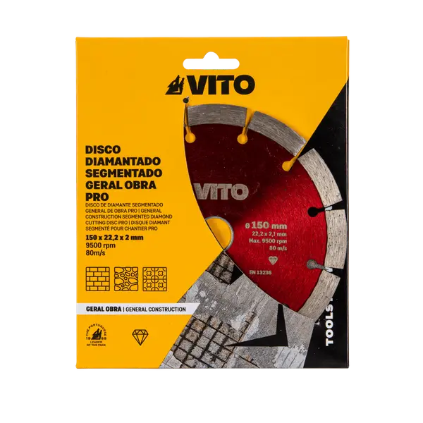 Disque diamant segmenté chantier PRO 150 mm 22-23 mm 12 mm VITO