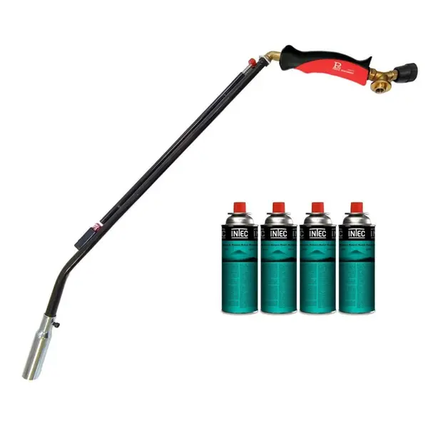 Désherbeur thermique gaz 1100W - Brûle-Herbes - Allumage piezo + 4 cartouches butane - Adaptateur multicartouche - INTEC