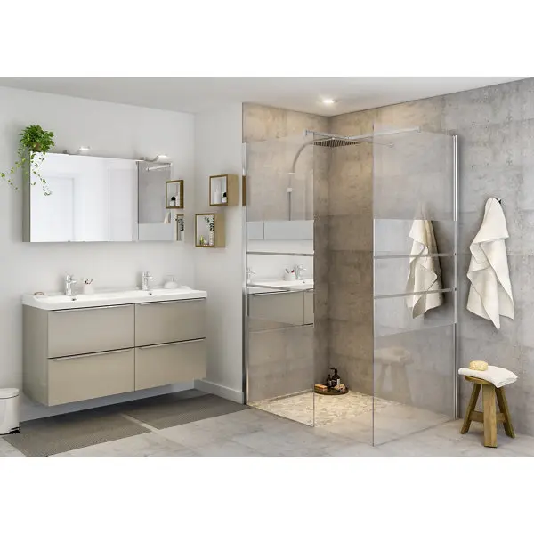 Paroi de douche à l'italienne Walk-In "Beloya" l.90 cm en verre effet miroir