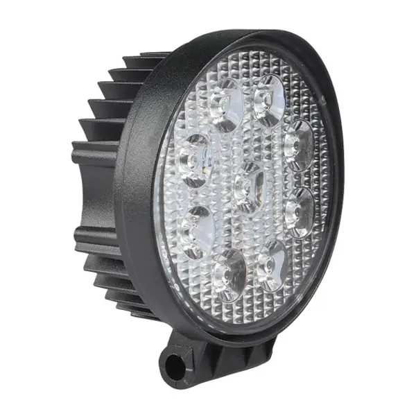 Luce da lavoro 12/24V rotonda, 27W e 1800 lumen, IP67. Nero