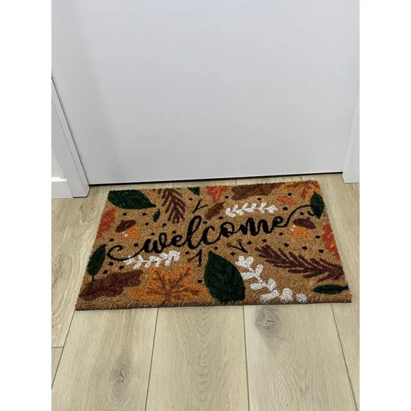 Tapis intérieur ou extérieur abrité "Coco" marron, vert - 38x58 cm