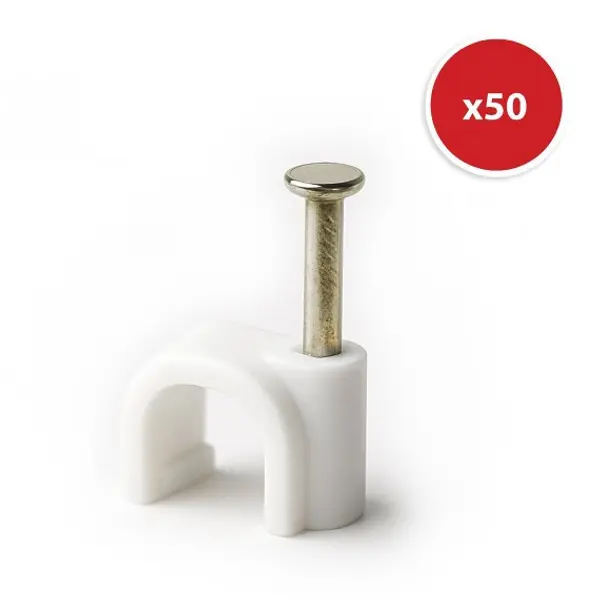 50 graffette fissacavo, per cavo tondo diametro 5mm