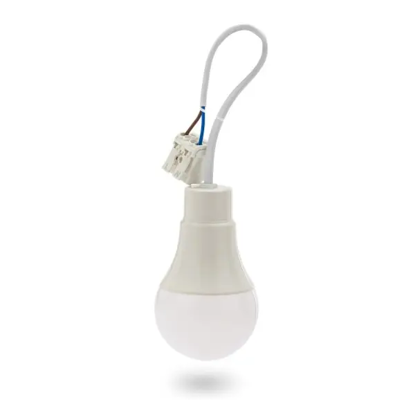 VELAMP Lampadina LED da Cantiere E27 con Cavo e Morsettiera, 9W 60W, 820 Lumen, 4000K Luce Naturale, Installazione Rapida, Lamp