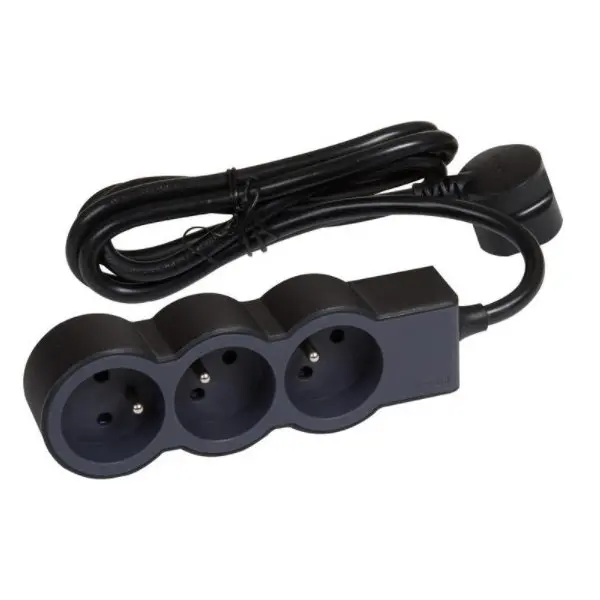 Bloc 3 Prises Noir - Câble 1,5 m