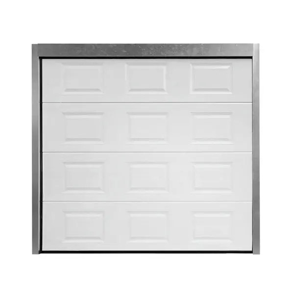 Porte de garage sectionnelle motorisée en acier H. 200 cm l. 240 cm blanche