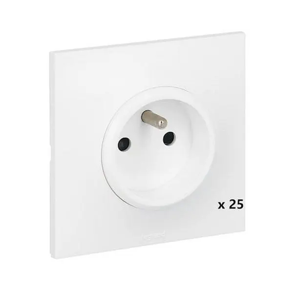 Lot de 25 prises 2P+T blanches "Neptune"