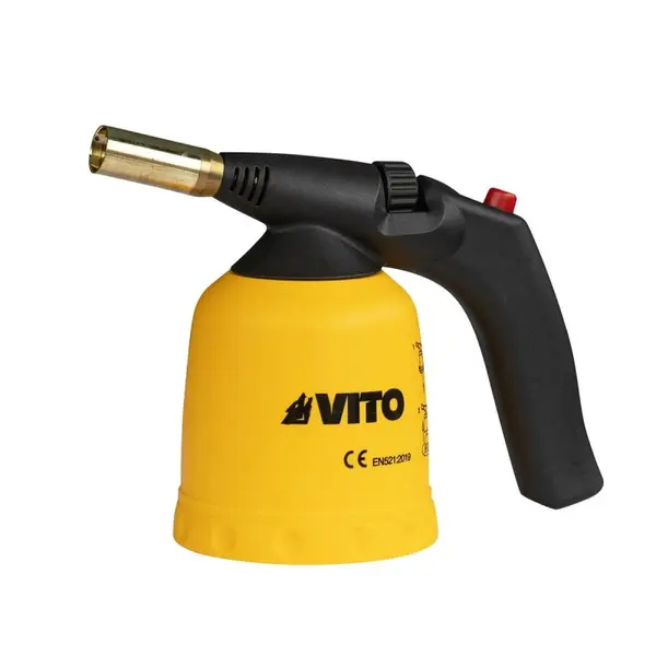 Lampe à souder gaz 1700W - Allumage piezo - 1200°C - Gaz Butane 190g - Chalumeau - VITO