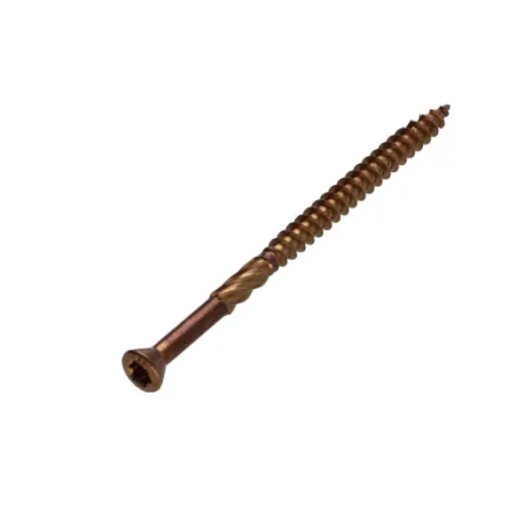 1 x Vis terrasse TEKOR Tête fraisée Cranté TORX T25 Pointe antifendage type 17 5X80 Inox A2 Brun