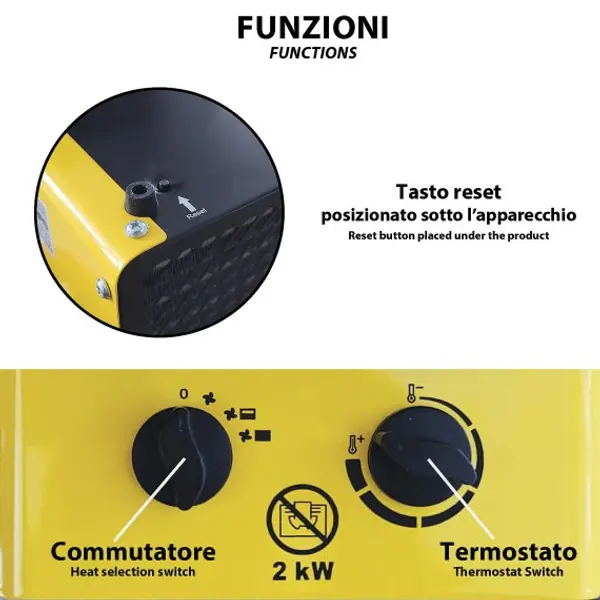 Generatore di aria calda industriale, ceramico 2KW