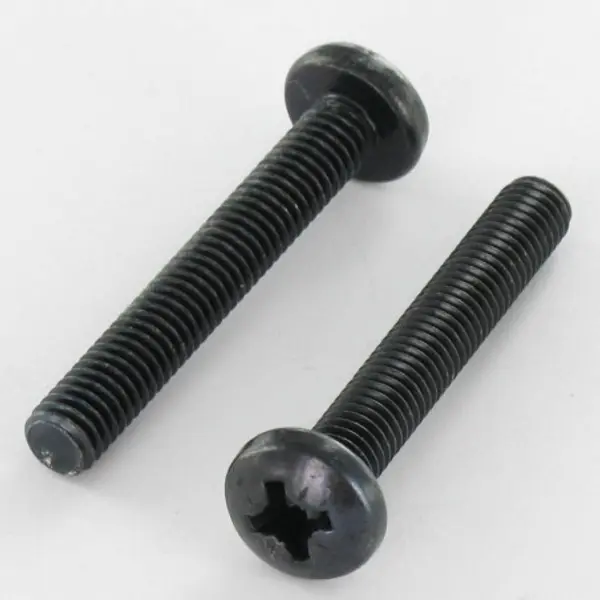 1 x Vis métaux tête cylindrique bombée large Pozi N°3 M6X80 Acier zingué noir