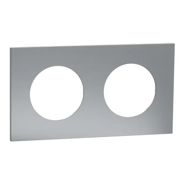 Plaque de finition Odace Métal 2 postes effet Titane support Blanc - Schneider Electric - S910704