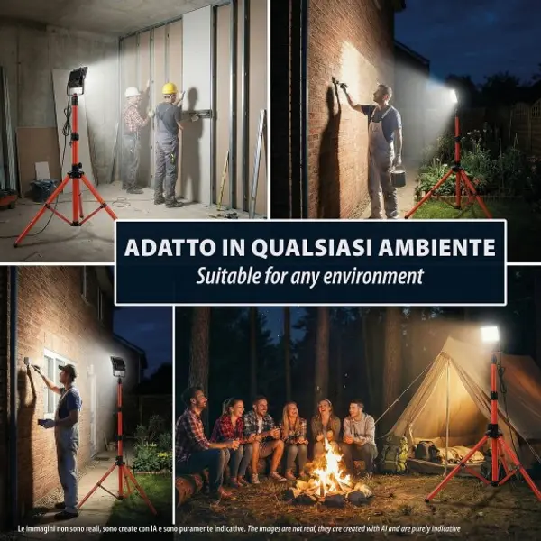 Proiettore LED SMD 20W, IP65, con treppiede e cavo 3mt