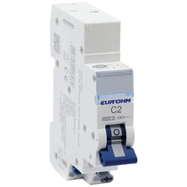 Disjoncteur 1P+N 2A Courbe C - connexion auto - RX Protect - Eur'Ohm - 20302