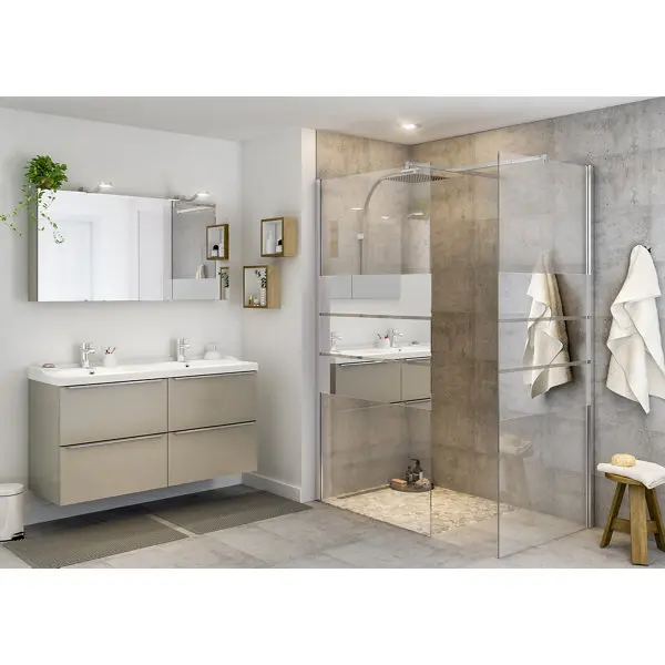 Paroi de douche à l'italienne Walk-In "Beloya" l.80 cm en verre effet miroir