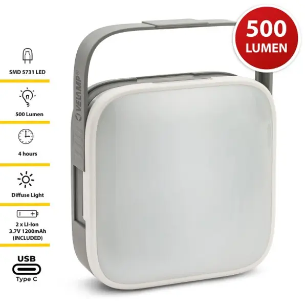 BETTO: Lanterna ricaricabile anti blackout 500 lumen con maniglia