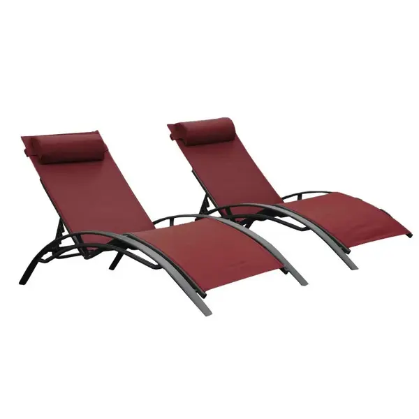 Lot de 2 transats en aluminium - MONACO - CHALET & JARDIN