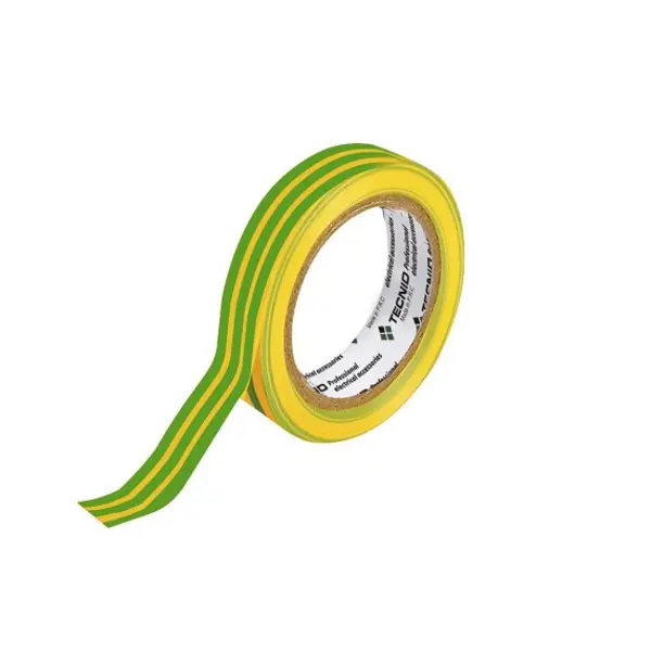 Nastro isolante in PVC, spessore 0,13mm, 19mm x 25m. Giallo e verde
