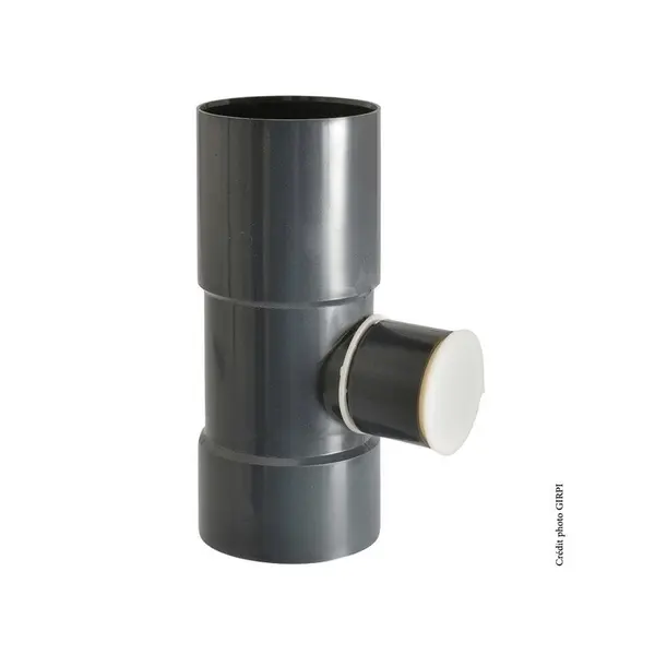 Collecteur d'eau pour gouttière ronde PVC ardoise, Dév.16 cm Diam.50 mm - GIRPI