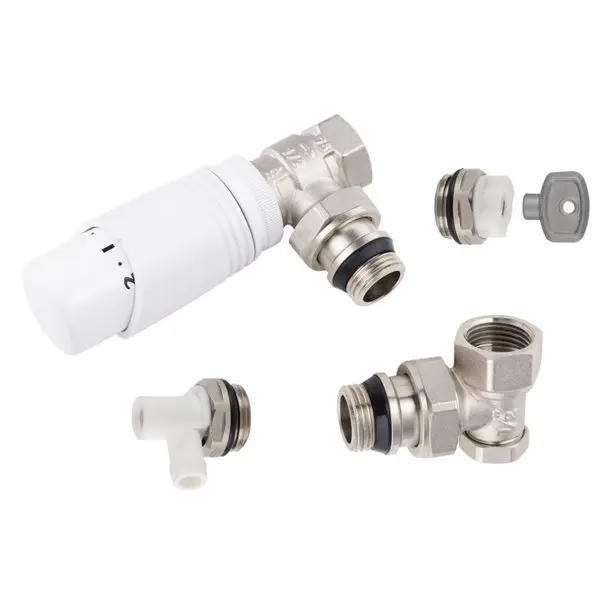Kit thermostatique radiateur design blanc et nickelé 15x21 mm(1/2)