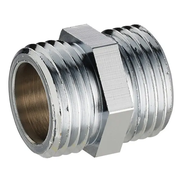 2 mamelons égaux en laiton chromé avec embouts M 15x21 mm