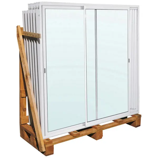 Baie vitrée coulissante aluminium standard deux vantaux L. 180 x H. 215 cm