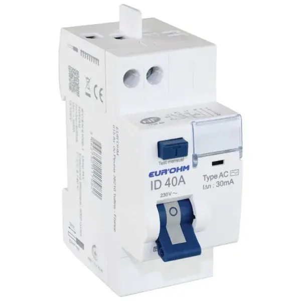 Interrupteur Différentiel 40A 30mA Type AC - Connexion Haut/Haut RX Protect - Eur'Ohm - 23440
