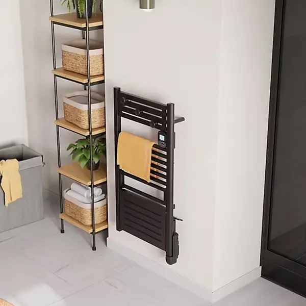 Sèche-serviettes électrique à inertie fluide - Actibain 750 W - tubes ronds - thermostat électronique - noir - Noirot