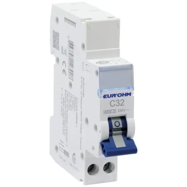 Disjoncteur 1P+N 32A Courbe C - connexion auto/vis - RX Protect - Eur'Ohm - 20322