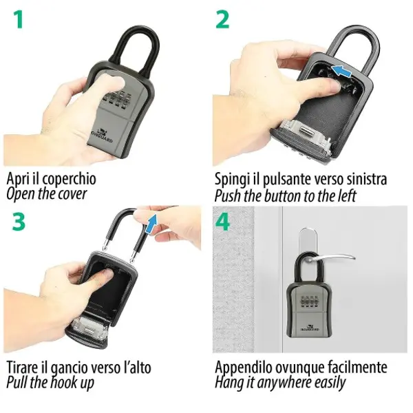 Cassetta di sicurezza per chiavi. Modello base con lucchetto. Grigio