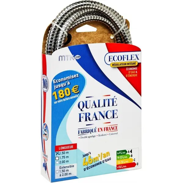 Flexible de douche L.150 cm chrome, MTK Franflex - MTK