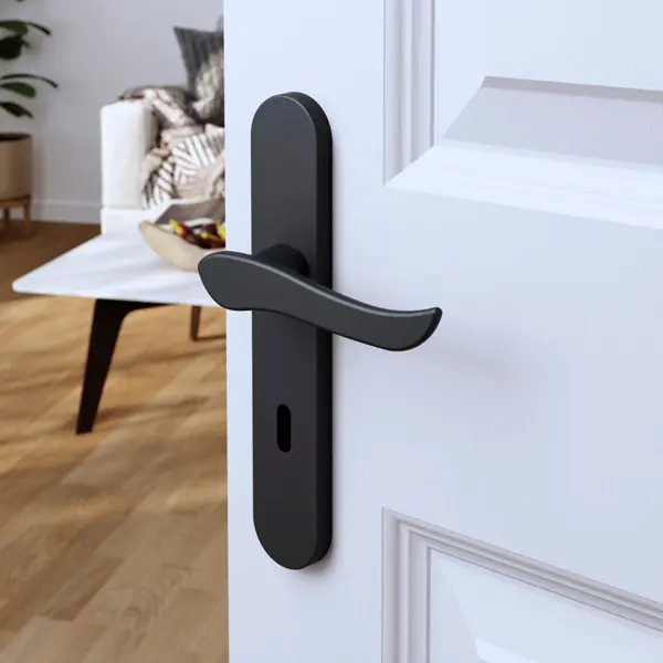 Poignée de porte "Arcles" avec trou pour clé - Noir - Entraxe adaptable 165-195 mm