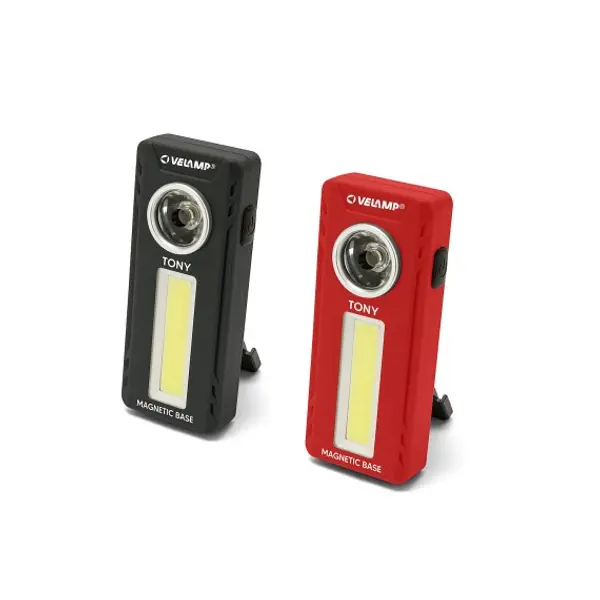 TONY: lampada da lavoro portatile 2 in1 (lanterna COB + torcia) 2x1W. Multifunzione.