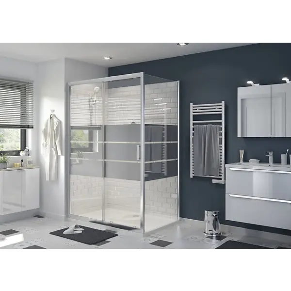 Paroi de douche latérale "Beloya" l.90 cm en verre effet miroir
