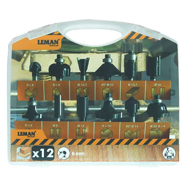LEMAN Coffret 12 mèches de défonceuse queue 6mm - 416.700.12