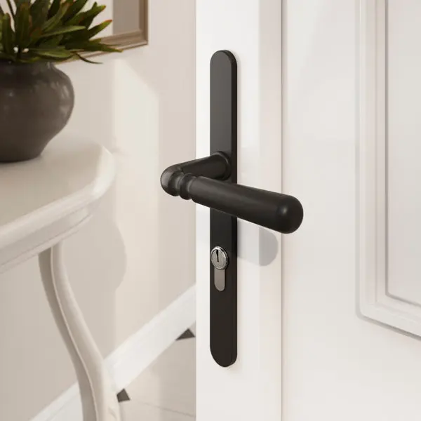 Poignée de porte extérieure "Kerline" avec trou pour cylindre - Entraxe 195 mm