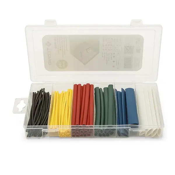 Kit di 100 guaine termorestrigenti. 6 misure assortite. 6 colori assortiti