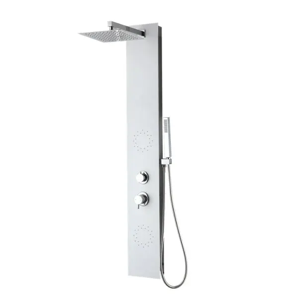 Colonne de douche en aluminium blanc tête carrée 140cm