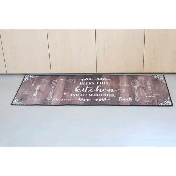 Tapis de cuisine "Kitchen" marron et blanc - 50x120 cm