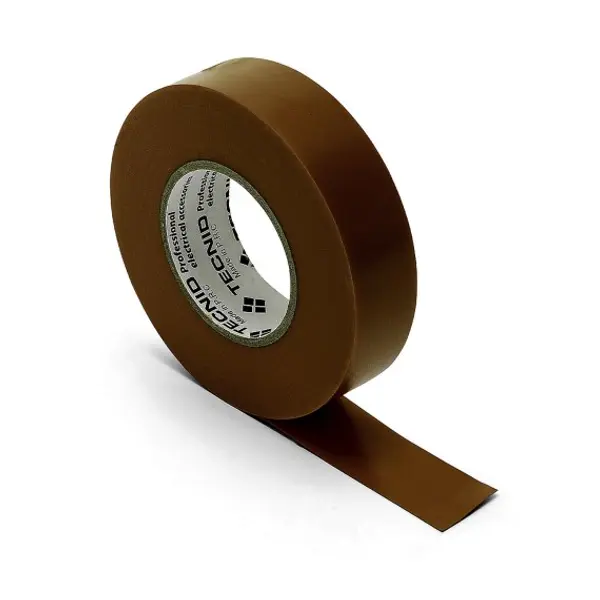 Nastro isolante in PVC, spessore 0,13mm, 19mm x 25m. Marrone