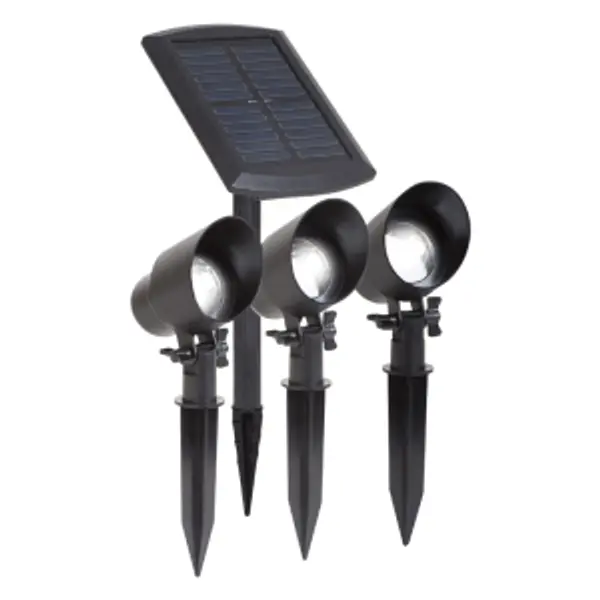 Lot de 3 Projecteurs Noirs MAXIMUS, LED Intégrée, 3 x 15 lumens, 3000K, IP44, SOLAIRE, Classe III - CALI