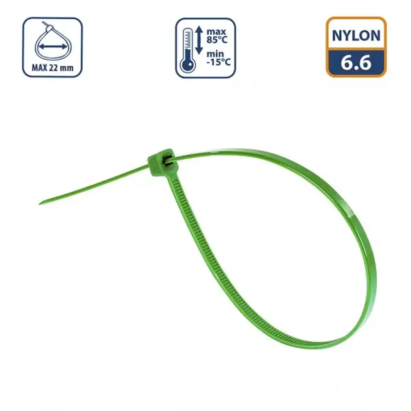 Fascette Stringicavo Verdi 2,5x100mm, 100 Pezzi, Robuste, Resistenti UV per Giardino, Piante e Cablaggi