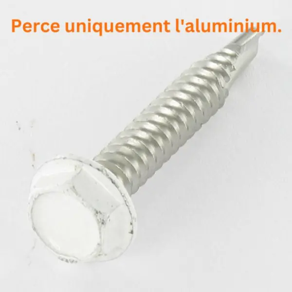 1 x Vis autoperceuse Tête hexagonale TH 6.3X40 Inox A2 RAL9010 blanc pur