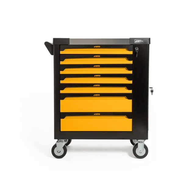 Servante d’atelier 7 tiroirs porte latérale verrouillable plateau INOX VITO
