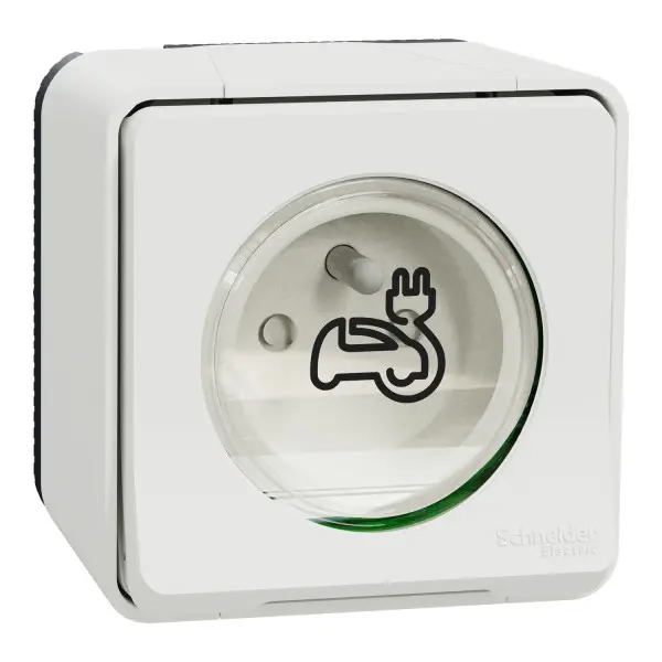 Prise courant 2P+T Mureva Styl renforcée pour VE - IP55 IK08 - saillie - blanc - Schneider Electric - MUR39010