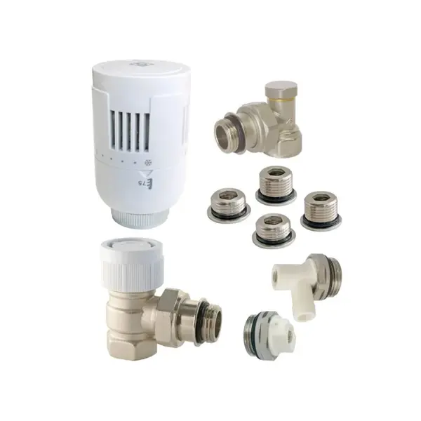 Kit thermostatique T303 équerre universel complet en laiton blanc - Centrale Brico