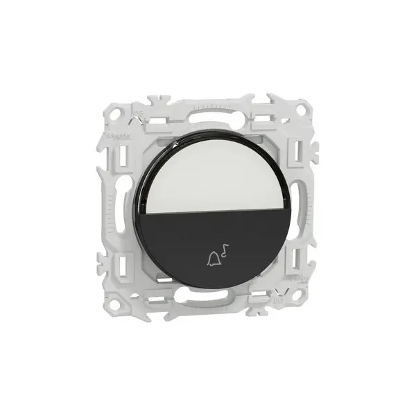 Bouton poussoir porte - étiquette Odace Noir onyx - Schneider Electric - S940246